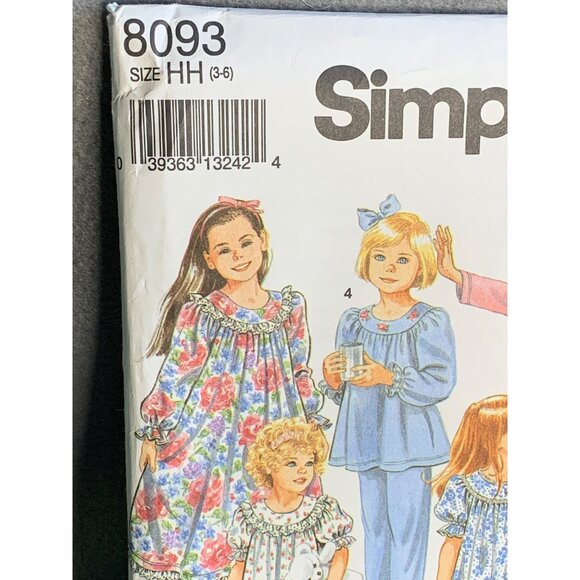 Simplicity Girls Sleepwear Sewing Pattern Sz 3-6 8093 - Uncut - Picture 2 of 4